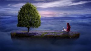 孤独的唯美图片_夜深人静，姑娘望星空，孤单又美丽