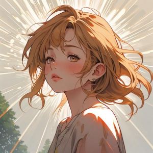 女生头顶有阳光的图片_阳光女孩，清新活力