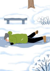 下雪滑倒搞笑_雪天路滑玩手机，小明摔跤手机碎笑了
