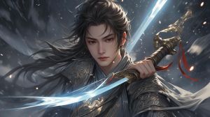 桀骜不驯的古风图片_长袍姑娘靠栏杆，眼神坚定显洒脱，古风园林透不服输