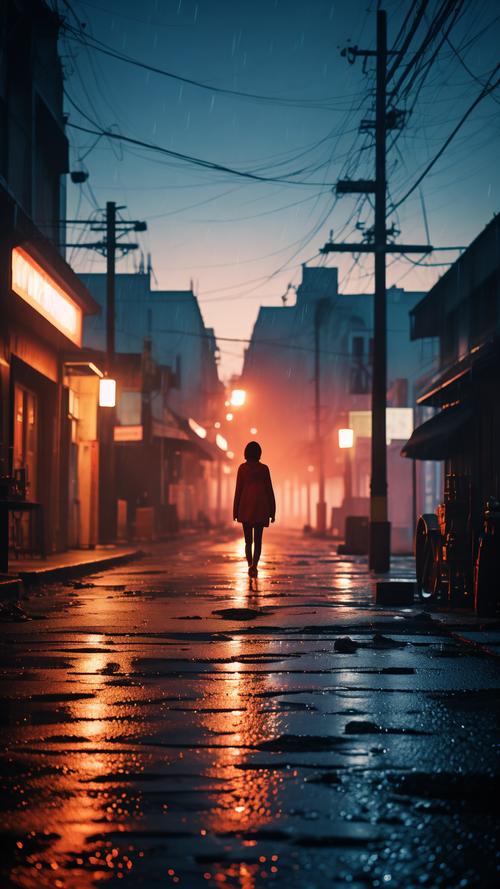 女生孤独的背影图片_夕阳下孤单的姑娘，影子长长的